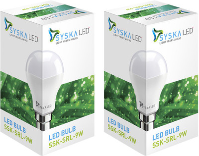 Syska Led Lights 9 W Standard B22 LED Bulb (White, Pack of 2)