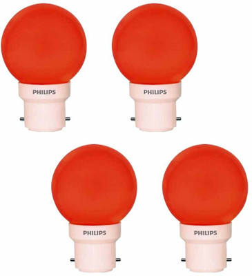 PHILIPS 0.5 W Basic Standard B22 LED Bulb(Red, Pack of 4)