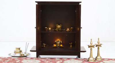 

Urban Ladder Devoto Cosed Prayer Solid Wood Free Standing Cabinet(Finish Color - Mahogany)