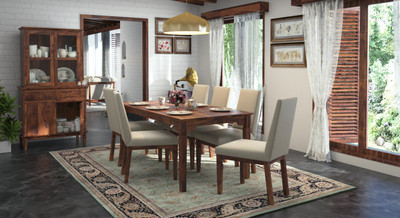

Urban Ladder Malabar XL (With Crockery Unit) Solid Wood 6 Seater Dining Set(Finish Color - Teak)