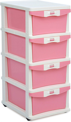 Nilkamal Plastic Free Standing Chest of Drawers(Finish Color - Pink)
