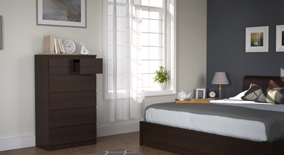

Urban Ladder Bocado Tall Engineered Wood Free Standing Chest of Drawers(Finish Color - Dark Walnut)