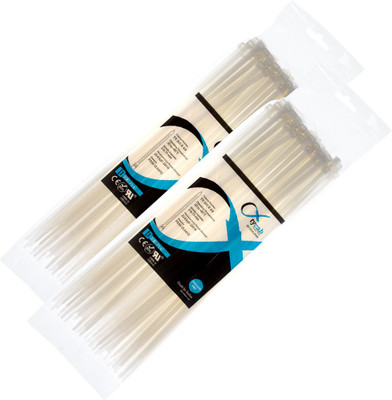 

Tycab 12 inch White (300 mm x 4.8 mm) - 2 Packs of 100 Nylon Standard Cable Tie(Natural White Pack of 2)