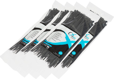 

Tycab 10 inch Black (250 mm x 3.6 mm) - 4 Packs of 100 Nylon Standard Cable Tie(Jet Black Pack of 4)
