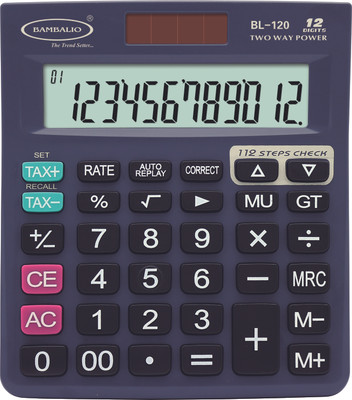 

Bambalio BL-120B 12 Digit Large Display GST Enabled Tax Calculator Financial Calculator(12 Digit)