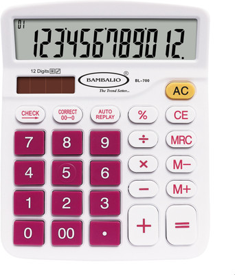 

Bambalio BL-700P 12 Digits Electronic Calculator(Pink) 2 Years Warranty BL-700 Basic Calculator(12 Digit), Multicolor