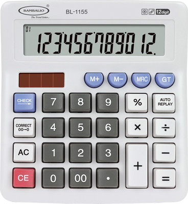 

Bambalio BL-1155 12 Digit Electronic Calculator 12 Digits Electronic Calculator With IT Keyboard & Big Display 2 Years Warranty BL-1155 Financial Calculator(12 Digit), White