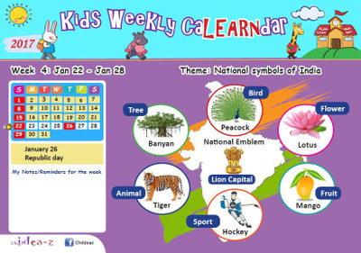

Childeaz - Kids Weekly 2017 Table Calendar(Multi-color, Basics - Colours,Shapes,Season; Animal world - Youngones,Homes,Sounds)