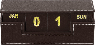 

Eco-Leatherette Cubical Calendar Perpetual Table Calendar(Chocolate, Wooden block)