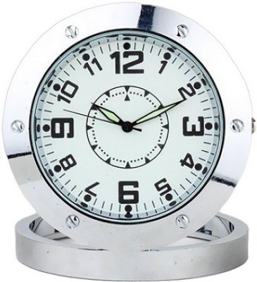 Autosity Secrete Detective Round-Steel-Table-Clock Clock Spy Product Camcorder(Silver)   Camera  (Autosity)