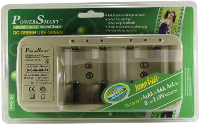 

Power Smart Universal Battery Charger with AA/AAA, 9V, C and D Size Camera Battery Charger