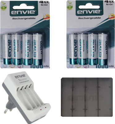 

Envie Carry Case (1Pc.) + AA 1000 MA (8pcs.) + ECR20 (1 Pc.) Camera Battery Charger(Green, White)