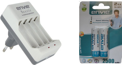 

Envie AA 2500 MA 1.2 V NiMh Rechargeable (2 Pcs.) + ECR20 (1 Pc.) Camera Battery Charger(Blue, White)