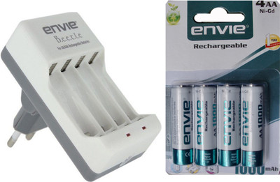 

Envie AA 1000 MA Rechargeable (4pcs.) + ECR20 (1pc.) Camera Battery Charger(Green, White)