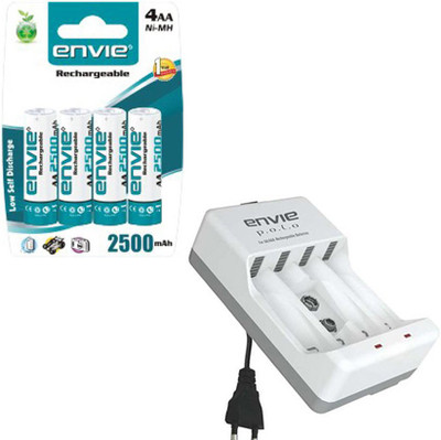 

Envie Polo ECR-4 With 4xAA 2500 Ni-MH rechargeable Camera Battery Charger(White)