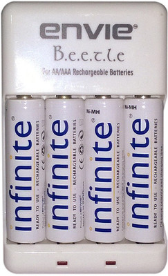 

Envie Bettle ECR-20 |Combo With| 4xAA 2100mah rechargeable Camera Battery Charger(White)
