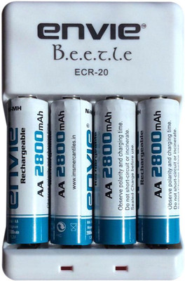 

Envie Bettle ECR-20 |Combo With| 4xAA 2800 Ni-MH rechargeable Camera Battery Charger(White)