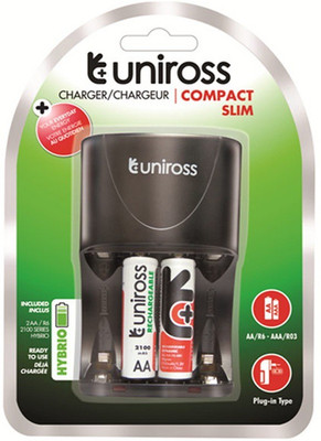 

Uniross Uniross Rechargeable PreCharged 2100 AA 2 Battery With Slim Charger Camera Battery Charger Camera Battery Charger(White, Green, Red)