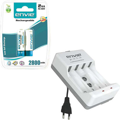 

Envie Polo ECR-4 With 2xAA 2800 Ni-MH rechargeable Camera Battery Charger(White)