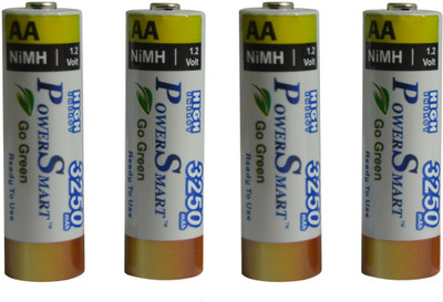 

Power Smart 3250 mAH x 4 Ready To Use AA Rechargable NiMH Batteries Used For Toys Flash Etc Camera Battery Charger(White)