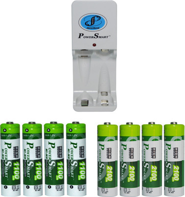 

Power Smart Fast Charging Unit PS325 Combo With 2Set 2100mahx4 AA And 1100mahx4AAA Cells Camera Battery Charger(Multicolor)