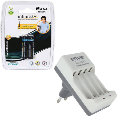 

Envie Bettle ECR-20 |Combo With| 2xAAA 1100 Ni-MH rechargeable Camera Battery Charger(White)