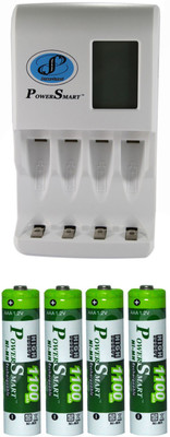 Power Smart Fast Charging Unit PS327 Combo With 1100maHx4 AAA Cells Camera Battery Charger(White)