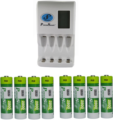 

Power Smart Fast Charging Unit PS327 Combo With 2 Set 2800maHx4 AA Cells Camera Battery Charger(White)