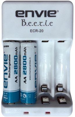 

Envie Bettle ECR-20 |Combo With| 2xAA 2800 Ni-MH rechargeable Camera Battery Charger(White)