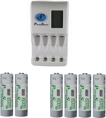 Power Smart Fast Charging Unit PS327 Combo With 2 Set 2950maHx4 And 2950maHx2 AA Ready To Use Cells Camera Battery Charger(White)