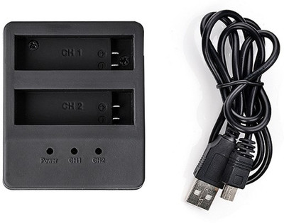 Power Smart Dual Slot USB Li ion For GoPro Hero 4 Series  Camera Battery Charger(Black)