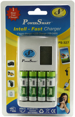 Power Smart 1 Hour fast battery charger having USB output with 4 AA batteries(2800mAh Capacity) Camera Battery Charger