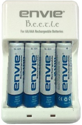 Envie Beetle Charger ECR-20 + 4xAA 1000 Ni-Cd Battery Camera Battery Charger