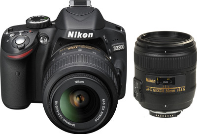

Nikon D3200 (Body with AF-S 18 - 55 mm VR Kit + AF-S NIKKOR 50 mm F/1.8G Le) DSLR Camera(Black)