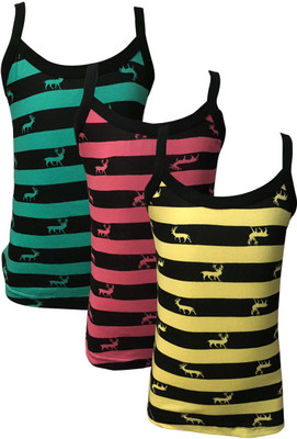 

Lilsugar Camisole For Girls(Multicolor, Pack of 3, Green& pink& yellow