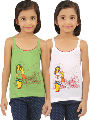 

Vica Pota Camisole For Girls(Light Green, Pack of 2, Light green & white