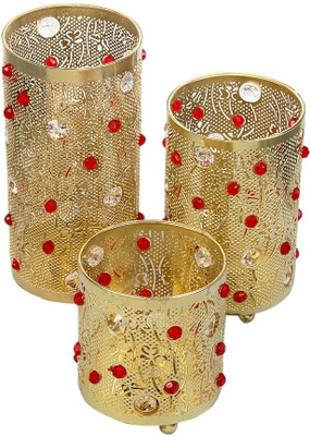 

Soullane Iron 3 - Cup Candle Holder Set(Gold, Pack of 3)