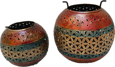 

JaipurCrafts Iron 2 - Cup Candle Holder(Multicolor, Pack of 2)