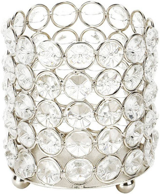

Basement Bazaar Crystal Tealight Holder(Silver, Pack of 1)