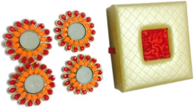 

Loops n knots Iron 4 - Cup Tealight Holder Set(Gold, Red, Orange, Pack of 4)