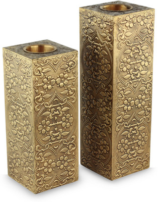 

Purpledip Wooden 2 - Cup Tealight Holder Set(Gold, Pack of 2)