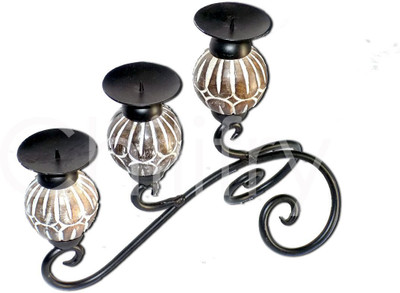 

Xeekart Brown Wood Candle Stands Wooden 3 - Cup Tealight Holder(Brown, Pack of 1)