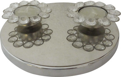 

The Divine Luxury Silver Plated 2 - Cup Tealight Holder Set(Silver, Pack of 1)