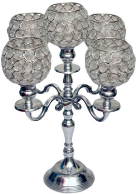 

neyari Crystal Candle Holder(Silver, Pack of 1)