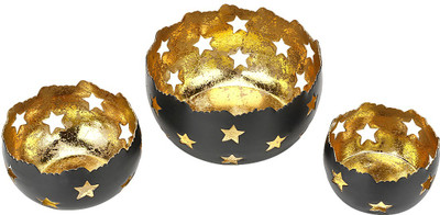 

Being Nawab Dazzling Star Light Iron 3 - Cup Candle Holder Set(Black, Pack of 3)