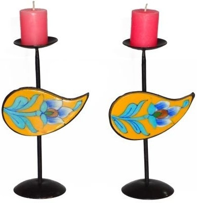 

Artlivo Leaf Candle Ceramic 2 - Cup Tealight Holder Set(Black, Pack of 2)