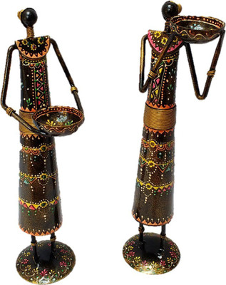 

Sancheti Art Cast Iron 2 - Cup Tealight Holder Set(Black, Gold, Multicolor, Pack of 2)
