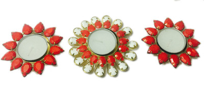 

Loops n knots Iron Tealight Holder Set(White, Red, Pack of 3)