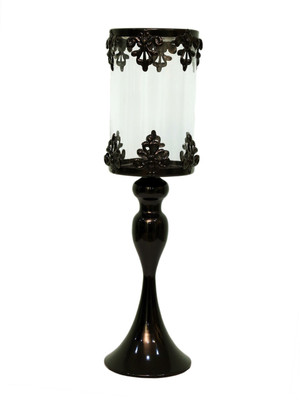 

CASA BONITA DELHI Steel Candle Holder(Black, Pack of 1)