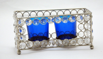 

Being Nawab Double Bluish Twist Crystal Tealight Holder(Silver, Pack of 1)
